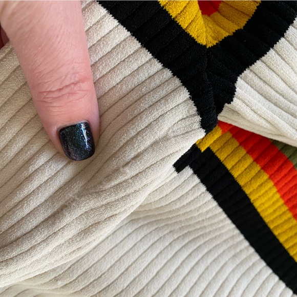 Tory Burch Cream Rainbow Striped Ribbed Top XS - Picture 13 of 14